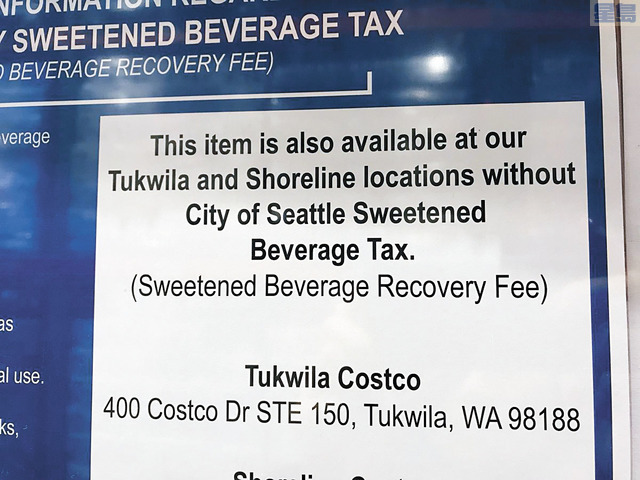 Costco提示顧客可選擇到市外購買該飲料,毋須支付新的稅金。Deedee Sun推特