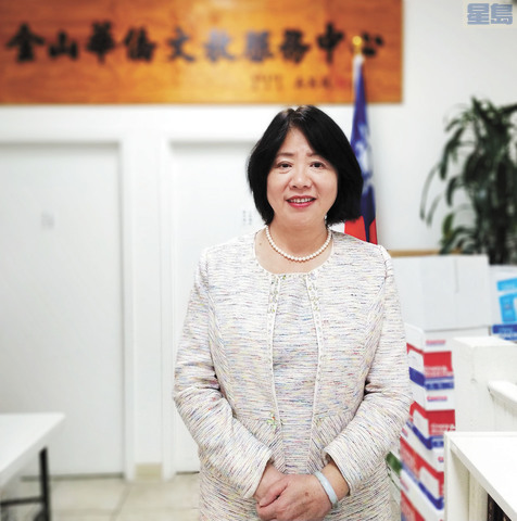 歡送舊金山華僑文教服務中心葉子貞主任榮調回國宴會。小圖為葉子貞歷任前在舊金山華僑文教服務中心介紹專訪。記者黃偉江攝