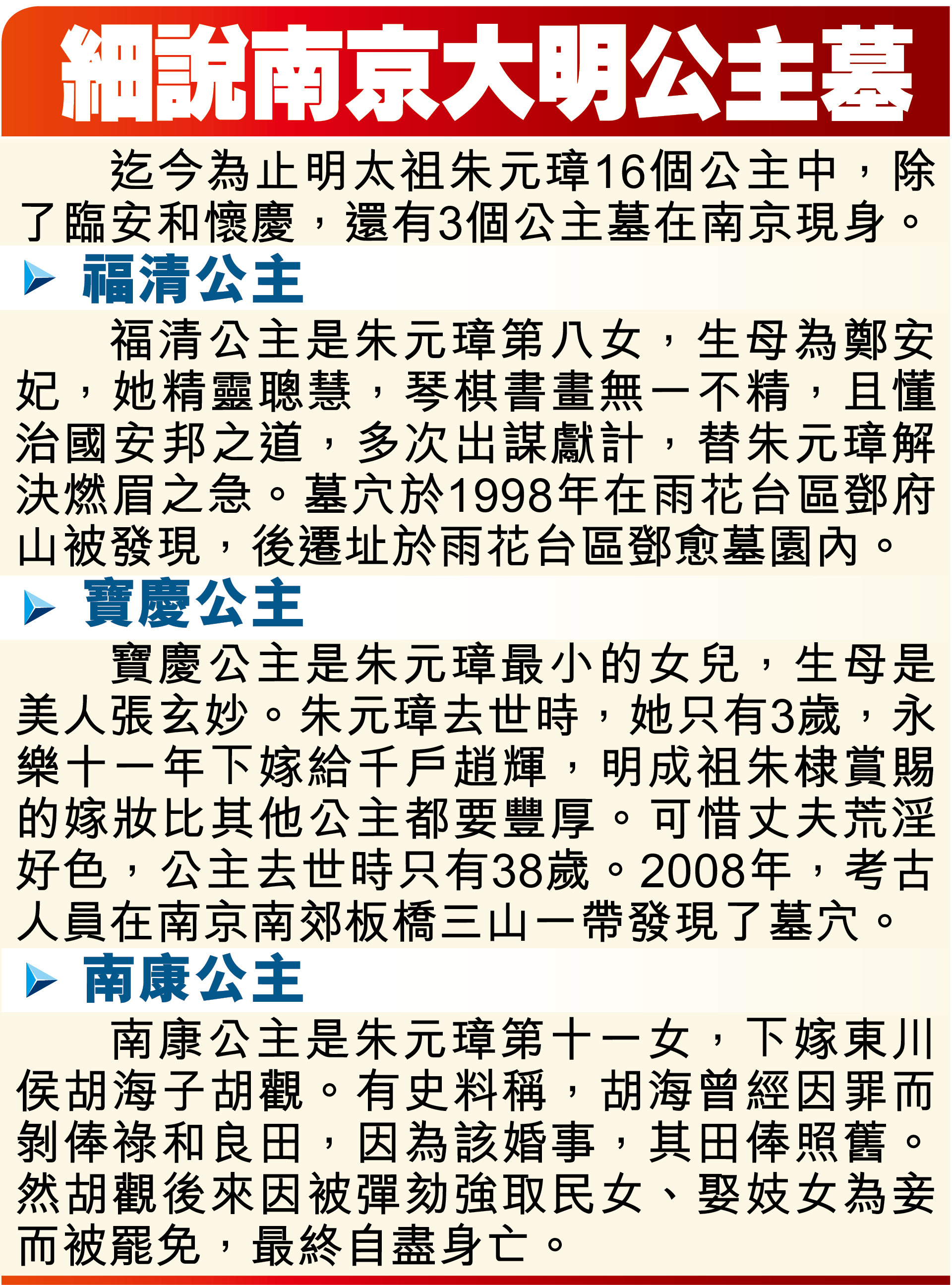 細說南京大明公主墓