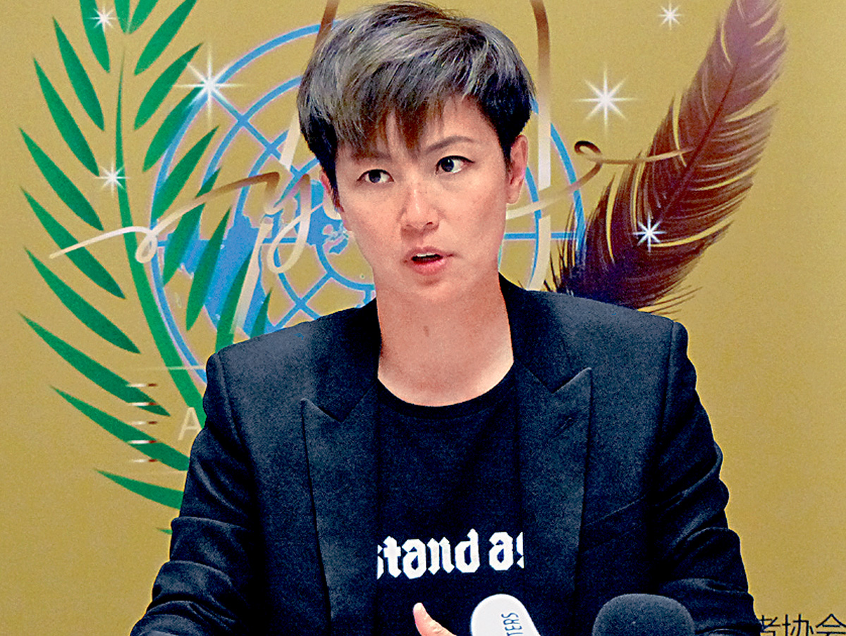 何韻詩在聯合國人權理事會上發言。美聯社