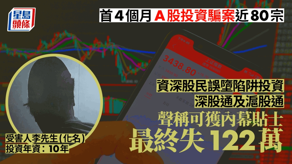 首4個月A股投資騙案近80宗資深股民誤信可獲內幕貼士最終失122萬元