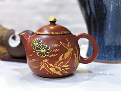 【再入荷！】 近現代・紫砂壺・水平壺・顧景舟・原礦紫泥・茶具・茶道品』極細 施釉陶